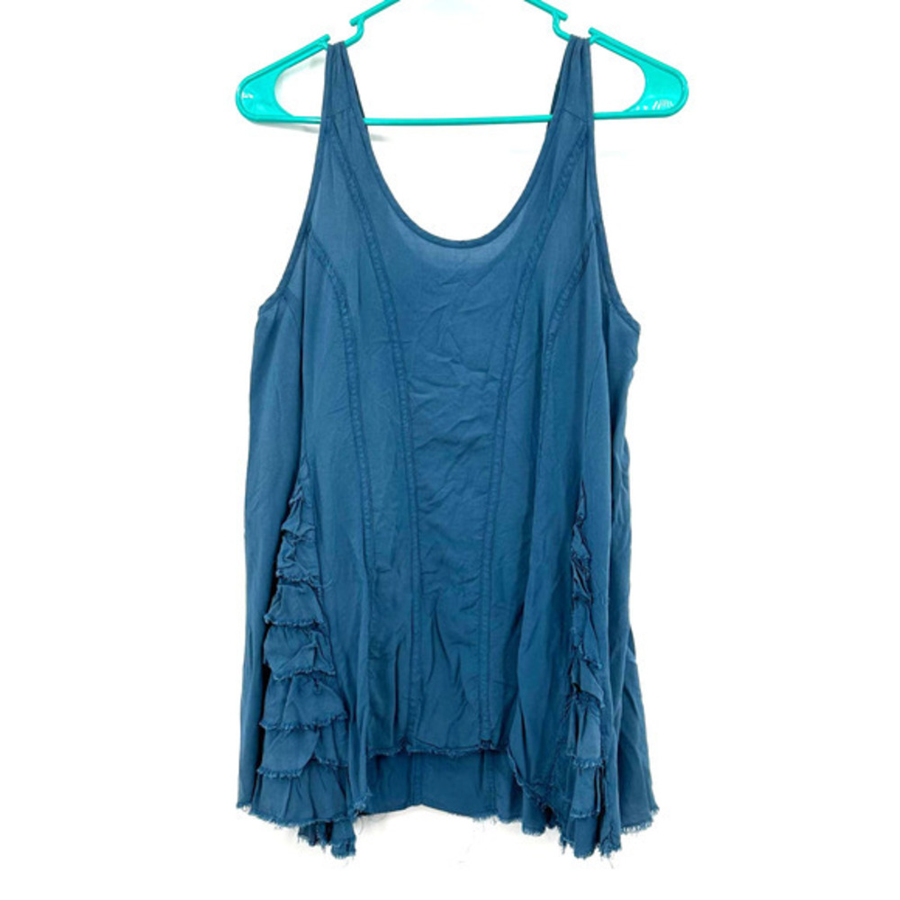 Intimately Free People size XS blue sleeveless loose blouse with ruffle detail